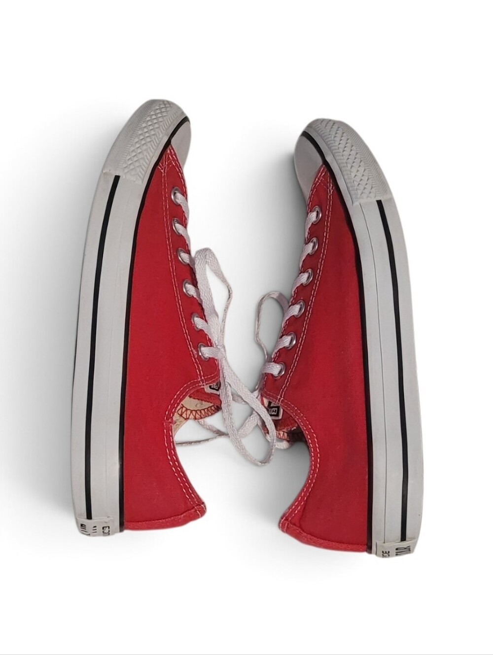 Converse Red Canvas Low Top Sneakers with White Laces - Picture 4 of 6